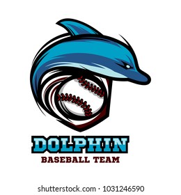 Baseball Dolphin Logo Vector