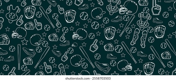 baseball doodle background, sports template theme, editable vector eps 10.