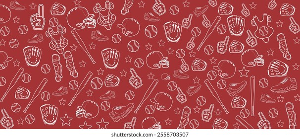 baseball doodle background, sports template theme, editable vector eps 10.