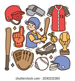 Baseball doodle illustration isolated background