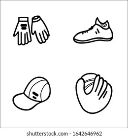 Baseball doodle set. isolated over white background.