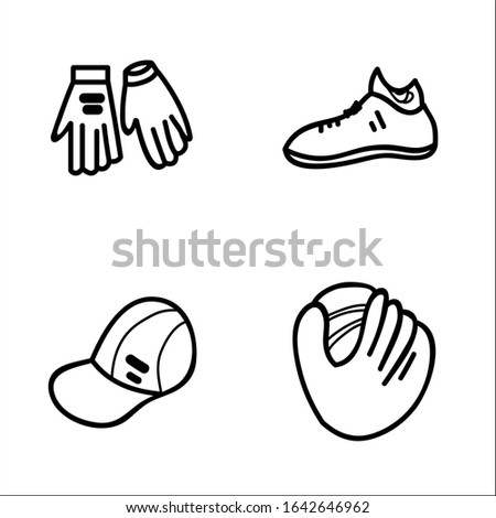 Baseball doodle set. isolated over white background.