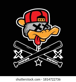 Baseball Duck Character Logo.
For Sports, Esports, Identity, Mascot, Emblem.