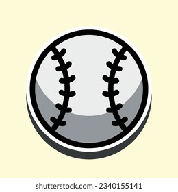 baseball, editable cartoon style sticker vector