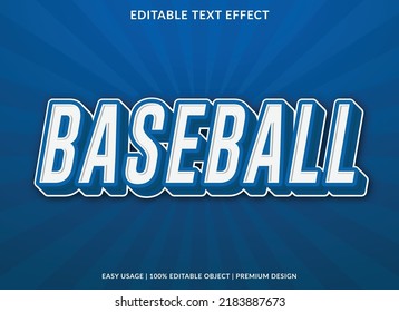 baseball editable text effect template with abstract style background use for business logo and brand