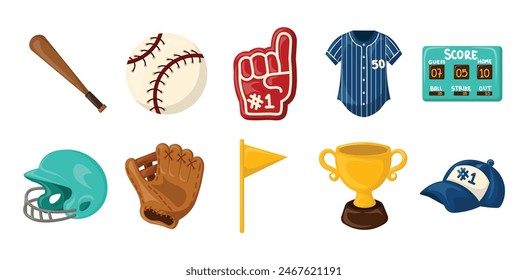 Baseball Element Illustration Collection Set