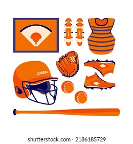 Baseball element vector with flat design style