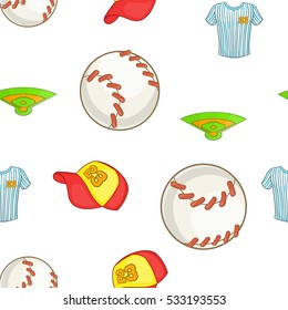 Baseball elements pattern. Cartoon illustration of baseball elements vector pattern for web