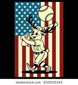 Baseball Elk USA Flag Patriotic Gift Camiseta