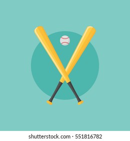 Baseball emblem with bats and ball. Flat style vector illustration.