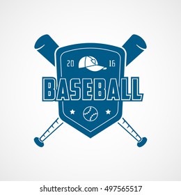 Baseball Emblem Blue Flat Icon On White Background