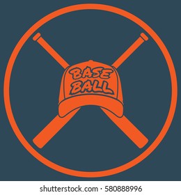 Baseball emblem. Crossed bats and baseball cap isolated. Club logo.