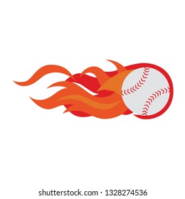 Baseball emblem with flaming baseball ball. Vector illustration