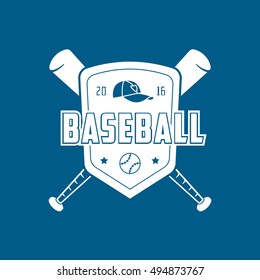 Baseball Emblem Flat Icon On Blue Background