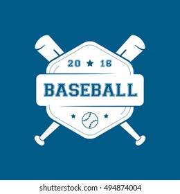 Baseball Emblem Flat Icon On Blue Background
