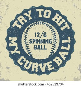 Baseball emblem - graphics for pitcher t-shirt, Vector Lettering sport sign