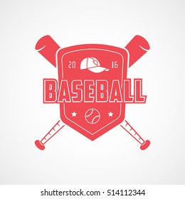 Baseball Emblem Red Flat Icon On White Background