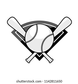 Baseball emblem - two crossed bat and ball 