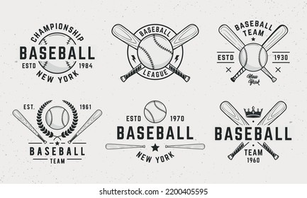 Baseball Emblems Logos Badges Templates Set Stock Vector (Royalty Free ...