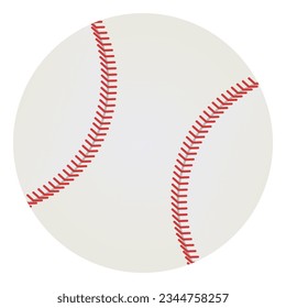 Baseball. Baseball equipment. The ball is stitched with red threads. Isolated background. Flat style. Idea for web design.