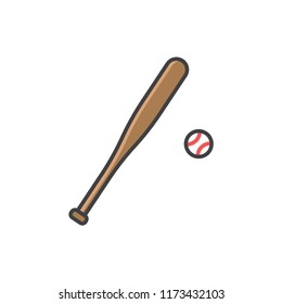 Baseball equipment colored line icon.