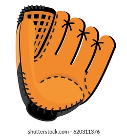 Baseball equipment. Leather softball glove. Flat vector cartoon illustration. Objects isolated on a white background.