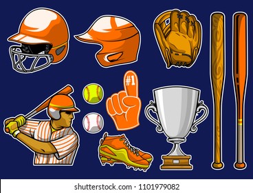 Baseball Equipment Stock Vector Set
