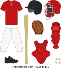 Baseball equipment and uniform illustrations