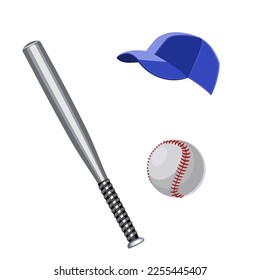 Baseballausrüstung, Vektorgrafik in flacher Technik 