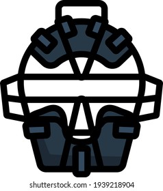Baseball Face Protector Icon. Editable Thick Outline With Color Fill Design. Vector Illustration.