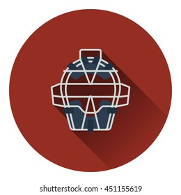 Baseball face protector icon. Flat color design. Vector illustration.