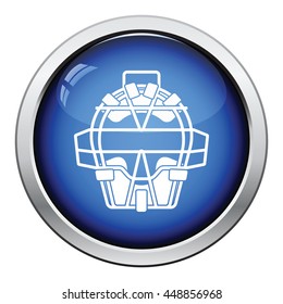 Baseball face protector icon. Glossy button design. Vector illustration.