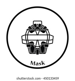 Baseball face protector icon. Thin circle design. Vector illustration.