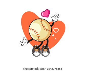 Baseball fall in love cartoon. Mascot Character vector.