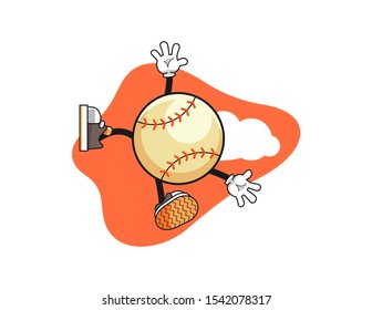 Baseball fall from sky cartoon. Mascot Character vector.