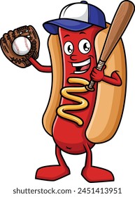 Baseball fan hot dog vector illustration