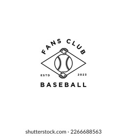 Baseball Fans Club logo design. Baseball tee design printable vector template. Typography, simple, retro baseball t-shirt design.