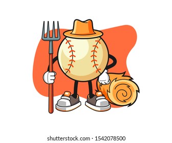 Baseball farmer cartoon. Mascot Character vector.