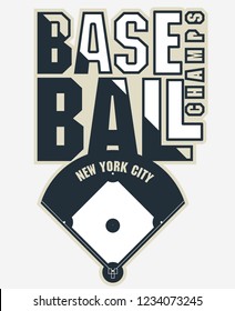 Baseball Fashion Typography stamp Graphics. New York Sport T-shirt print Design. Athletic apparel tee. USA original wear. Vector
