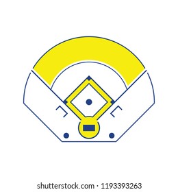 Baseball field aerial view icon. Thin line design. Vector illustration.