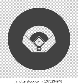 Baseball field aerial view icon. Subtract stencil design on tranparency grid. Vector illustration.
