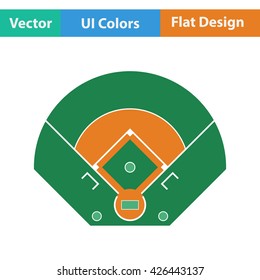 Baseball field aerial view icon. Flat design. Vector illustration.