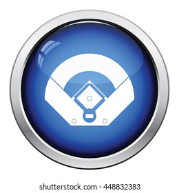 Baseball field aerial view icon. Glossy button design. Vector illustration.