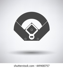 Baseball field aerial view icon on gray background, round shadow. Vector illustration.