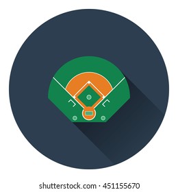 Baseball field aerial view icon. Flat color design. Vector illustration.