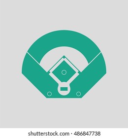 Baseball field aerial view icon. Gray background with green. Vector illustration.