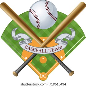 Baseball Field, ball and bat