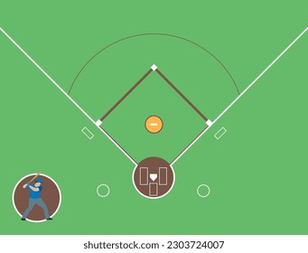 Un campo de béisbol, un campo de baloncesto, ilustración de un vector de diamantes de béisbol.