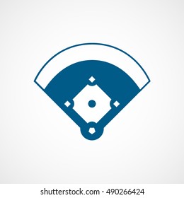 Baseball Field Blue Flat Icon On White Background