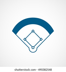 Baseball Field Blue Line Icon On White Background